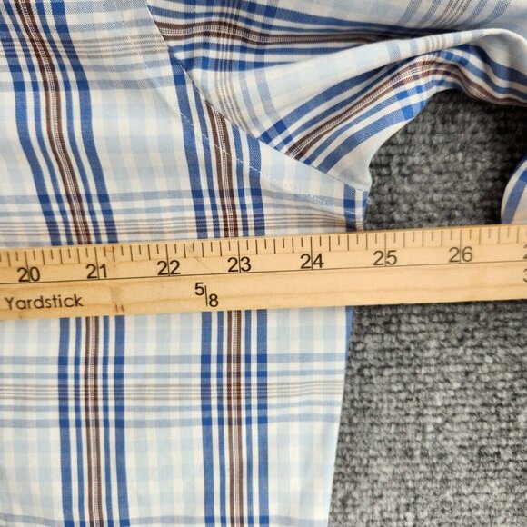 Brooks Brothers Large Blue Brown Plaid Long Sleeve Button Up Shirt Non-iron Men - Picture 14 of 16